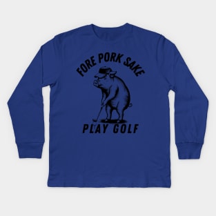 Funny Golf Playing -Pig design Kids Long Sleeve T-Shirt